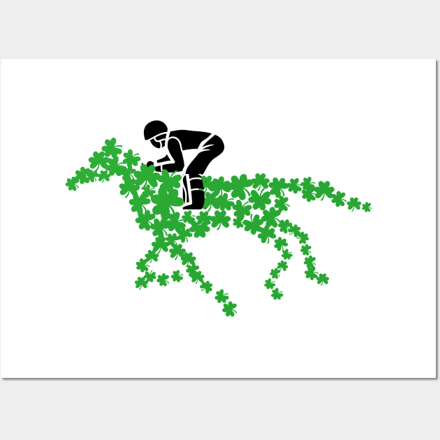 Race horse made of Four leaf Clovers with Jockey Horse Wall Art by Artstastic